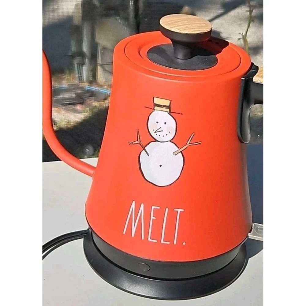 Rae Dunn Electric Kettle MELT Snowman Heat Water Hot‎ Cocoa Christmas Gooseneck